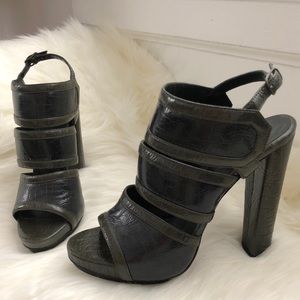 BALENCIAGA CRACKLED LEATHER SANDALS